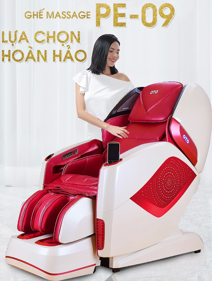 Ghế massage toàn thân OTO Prestige Swarovski PE-09 (Red - đính hạt pha lê)